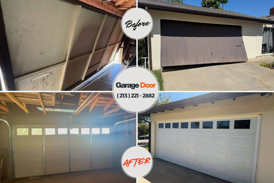Before and after: garage door repair Spring Valley Village, TX
